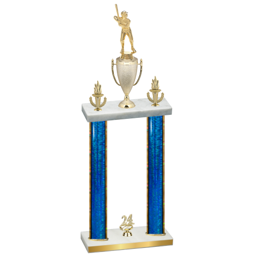 Double Blue Glacier Year Baseball Trophy