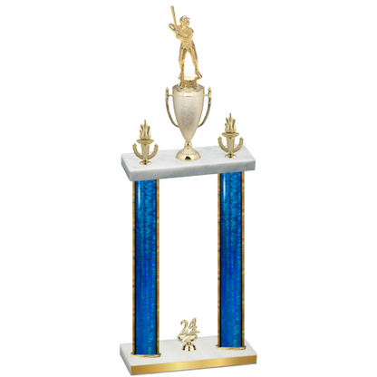Double Blue Glacier Year Baseball Trophy