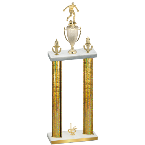Double Gold Glacier First Place Soccer Trophy