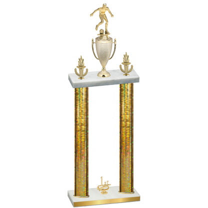 Double Gold Glacier First Place Soccer Trophy