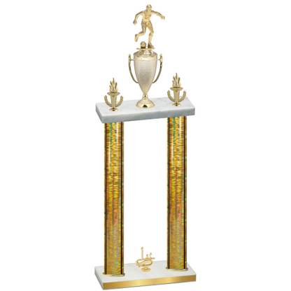 Double Gold Glacier First Place Soccer Trophy