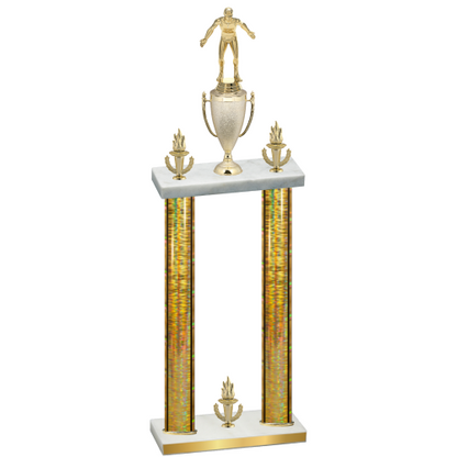Double Gold Glacier Victory Wrestling Trophy