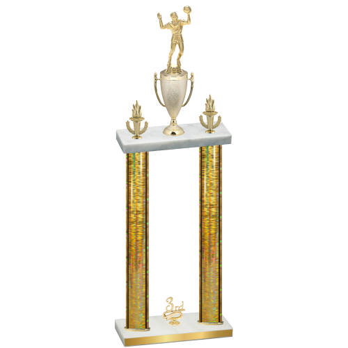 Double Gold Glacier Third Place Volleyball Trophy