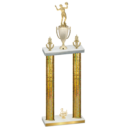 Double Gold Glacier Third Place Volleyball Trophy
