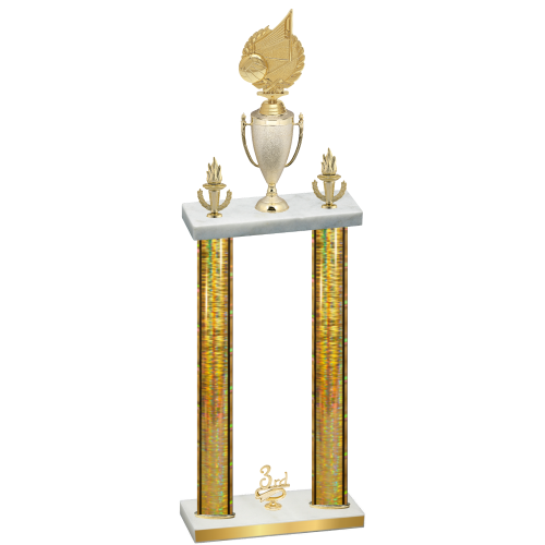 Double Gold Glacier Third Place Volleyball Trophy