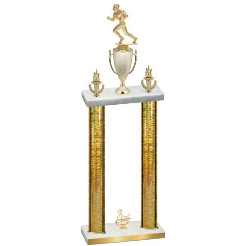 Double Gold Glacier Third Place Football Trophy