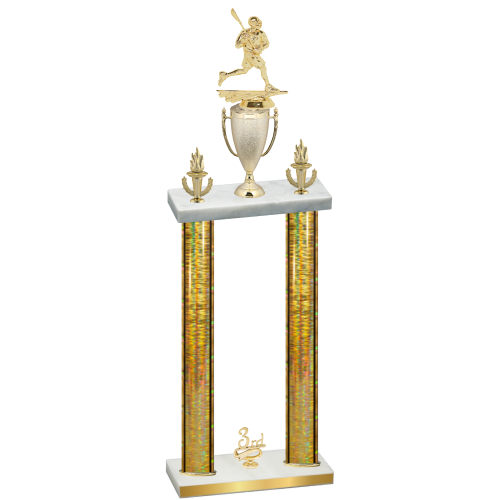 Double Gold Glacier Third Place Lacrosse Trophy