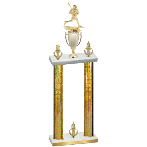 Double Gold Glacier Victory Lacrosse Trophy