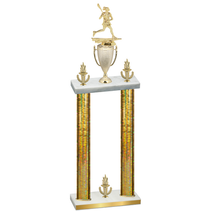 Double Gold Glacier Victory Lacrosse Trophy