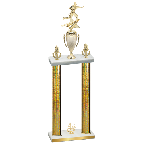 Double Gold Glacier Fourth Place Flag Football Trophy