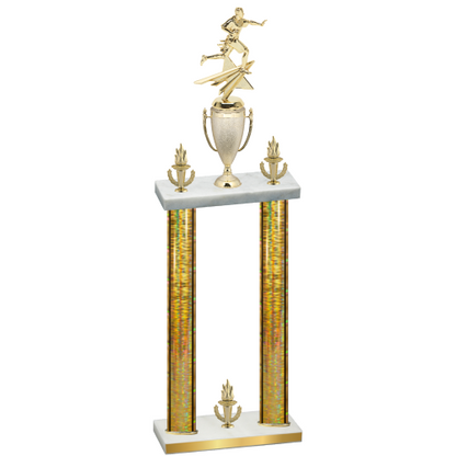 Double Gold Glacier Victory Flag Football Trophy