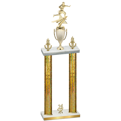 Double Gold Glacier Year Flag Football Trophy