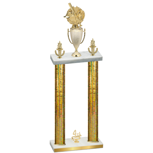 Double Gold Glacier Fourth Place Baseball Trophy