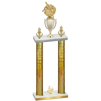 Double Gold Glacier Fourth Place Baseball Trophy