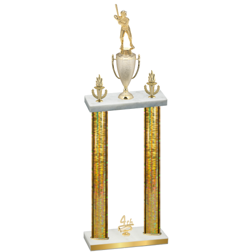 Double Gold Glacier Fourth Place Baseball Trophy