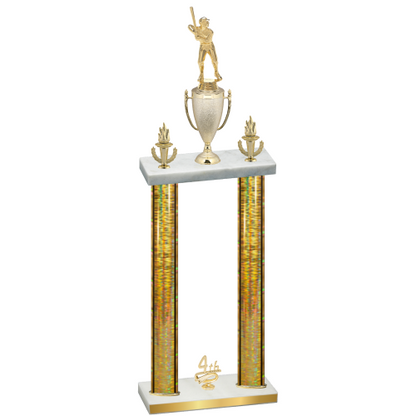 Double Gold Glacier Fourth Place Baseball Trophy
