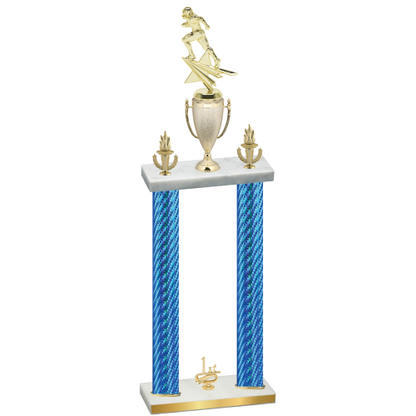 Double Blue Carbon Fiber First Place Football Trophy