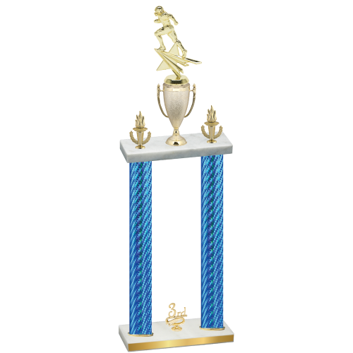 Double Blue Carbon Fiber Third Place Football Trophy