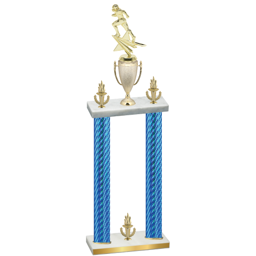 Double Blue Carbon Fiber Victory Football Trophy