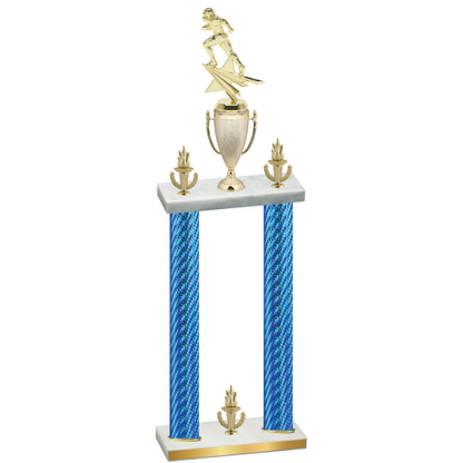 Double Blue Carbon Fiber Victory Football Trophy