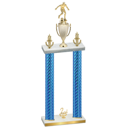 Double Blue Carbon Fiber Second Place Soccer Trophy