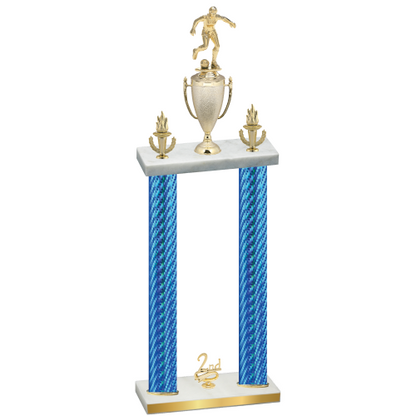 Double Blue Carbon Fiber Second Place Soccer Trophy
