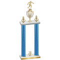 Double Blue Carbon Fiber Year Soccer Trophy