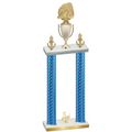 Double Blue Carbon Fiber Third Place Soccer Trophy