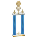 Double Blue Carbon Fiber Year Soccer Trophy