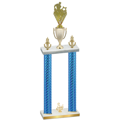 Double Blue Carbon Fiber Third Place Rugby Trophy