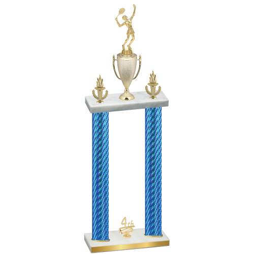Double Blue Carbon Fiber Fourth Place Tennis Trophy