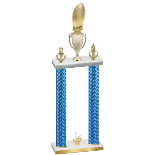 Double Blue Carbon Fiber First Place Football Trophy