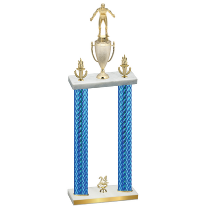 Double Blue Carbon Fiber Year Wrestling Trophy