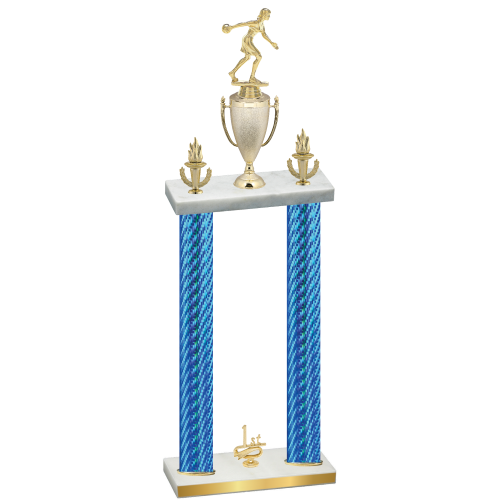 Double Blue Carbon Fiber First Place Bowling Trophy