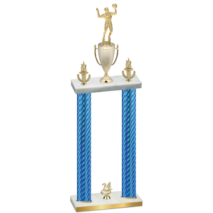 Double Blue Carbon Fiber Year Volleyball Trophy
