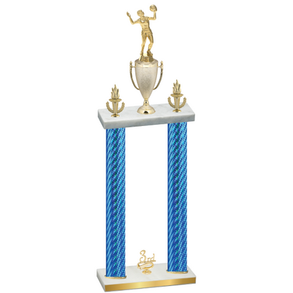 Double Blue Carbon Fiber Third Place Volleyball Trophy