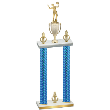 Double Blue Carbon Fiber Victory Volleyball Trophy