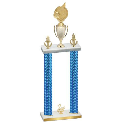 Double Blue Carbon Fiber Second Place Volleyball Trophy