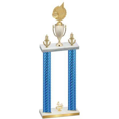 Double Blue Carbon Fiber Fourth Place Volleyball Trophy