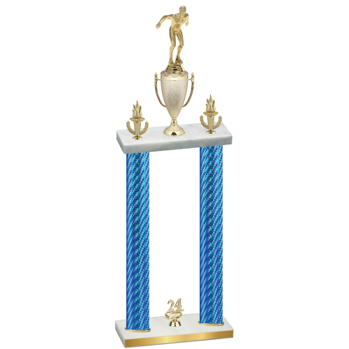 Double Blue Carbon Fiber Year Swimming Trophy