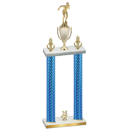 Double Blue Carbon Fiber Year Swimming Trophy