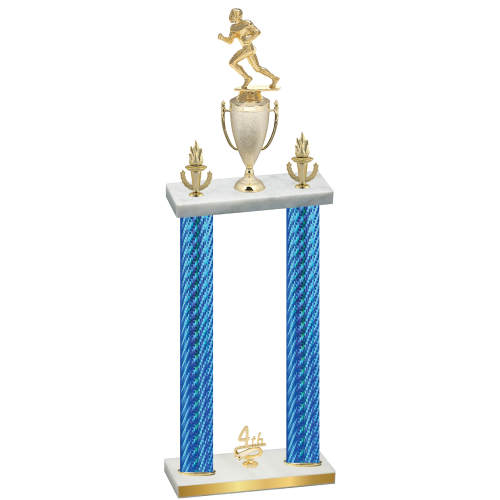 Double Blue Carbon Fiber Fourth Place Football Trophy