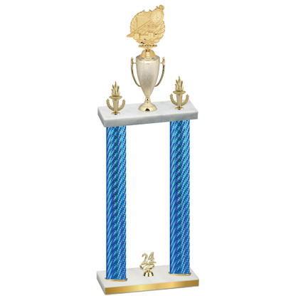 Double Blue Carbon Fiber Year Swimming Trophy