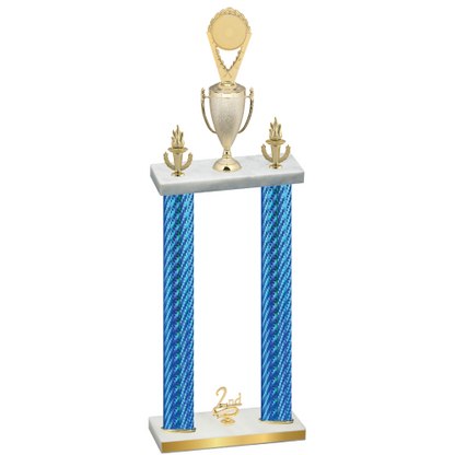 Double Blue Carbon Fiber Second Place Insert Trophy
