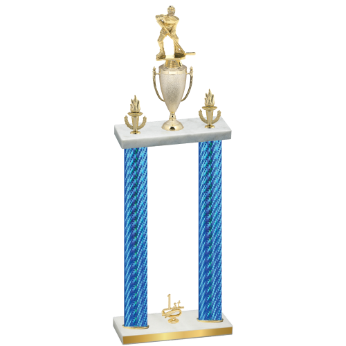 Double Blue Carbon Fiber First Place Hockey Trophy