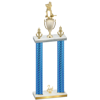 Double Blue Carbon Fiber Second Place Hockey Trophy