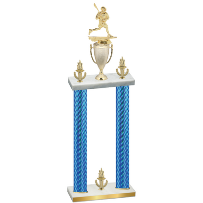 Double Blue Carbon Fiber Victory Lacrosse Trophy