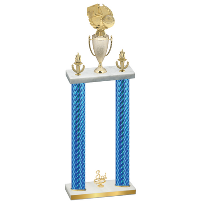 Double Blue Carbon Fiber Third Place Basketball Trophy