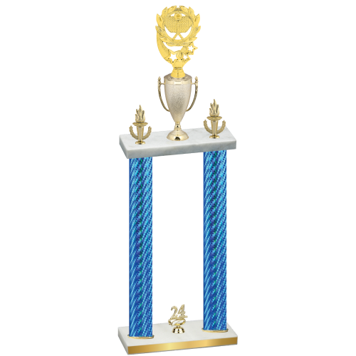 Double Blue Carbon Fiber Year Pickleball Trophy