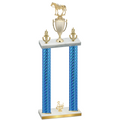 Double Blue Carbon Fiber Third Place Horses Trophy